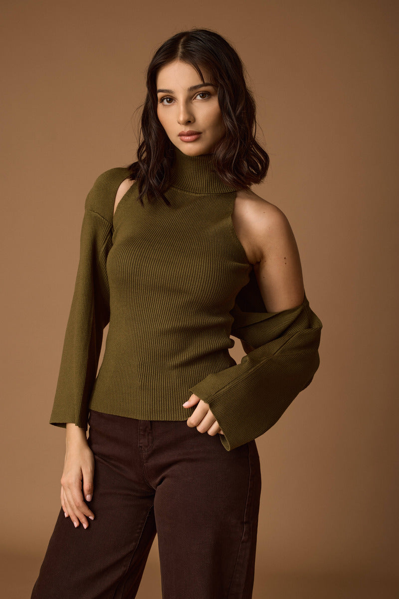 Top Con Coprispalle Verde oliva|Colore:Verde oliva