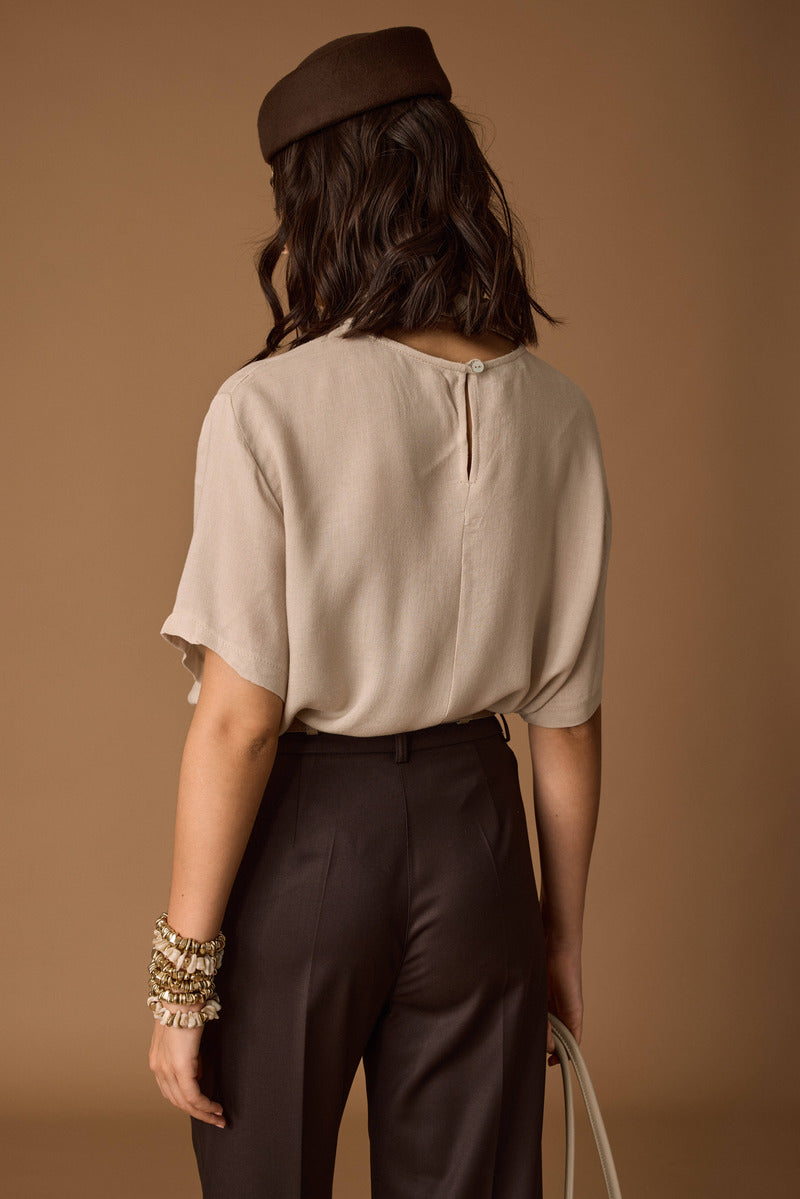 Maglia Allacciatura Fiocco beige|Colore:Beige