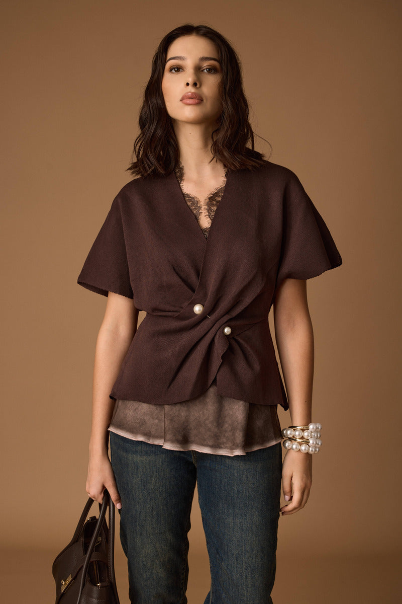 Maglia Incrociata testa di moro|Colore:Testa di moro