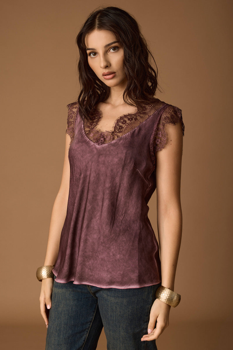 Canotta Ricamo malva|Colore:Malva