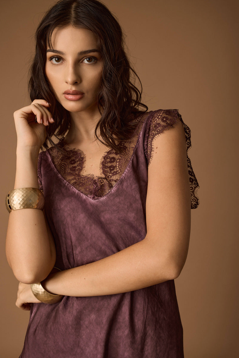 Canotta Ricamo malva|Colore:Malva