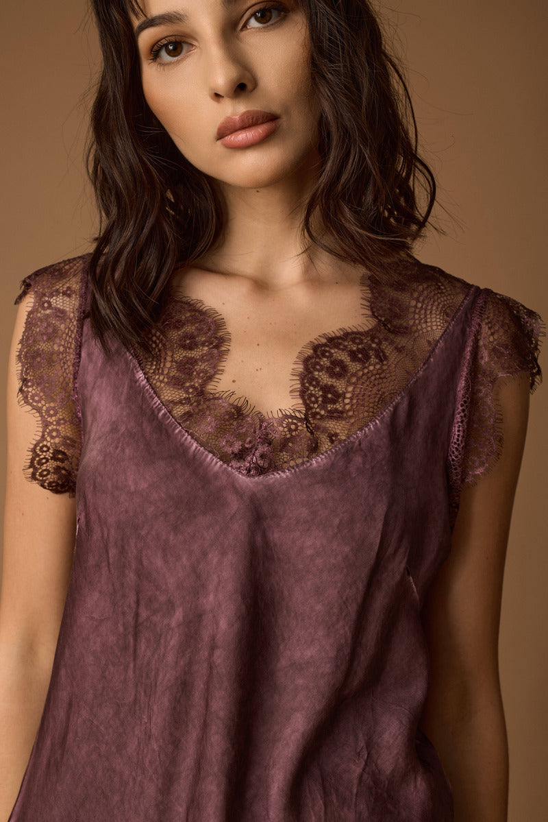 Canotta Ricamo malva|Colore:Malva