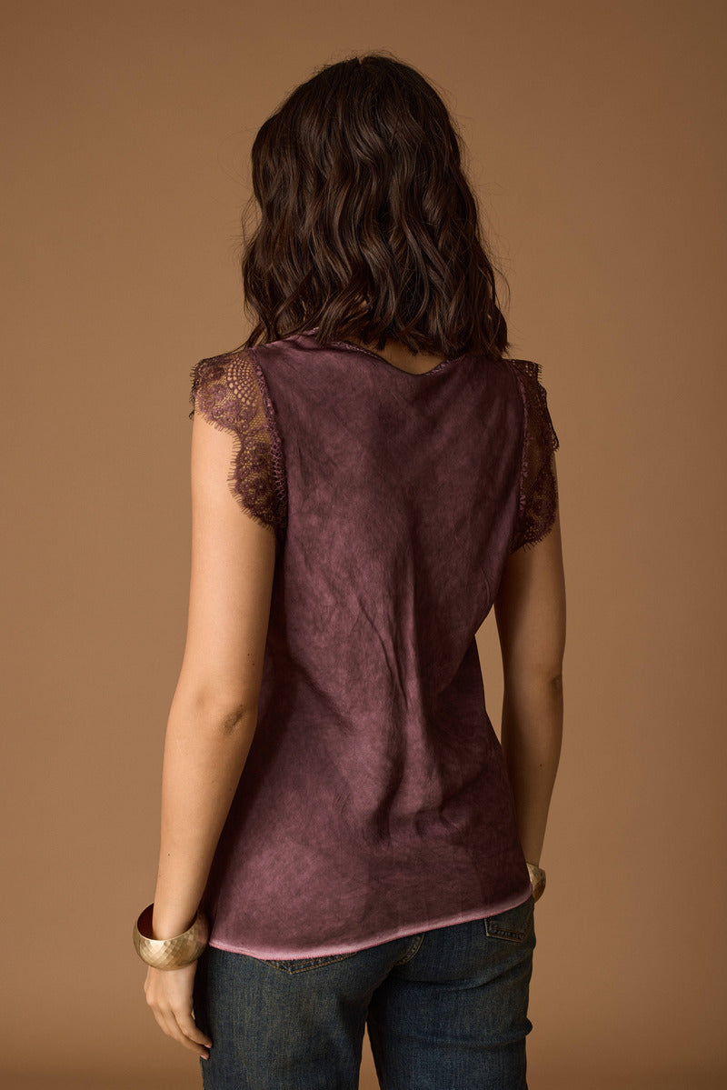 Canotta Ricamo malva|Colore:Malva