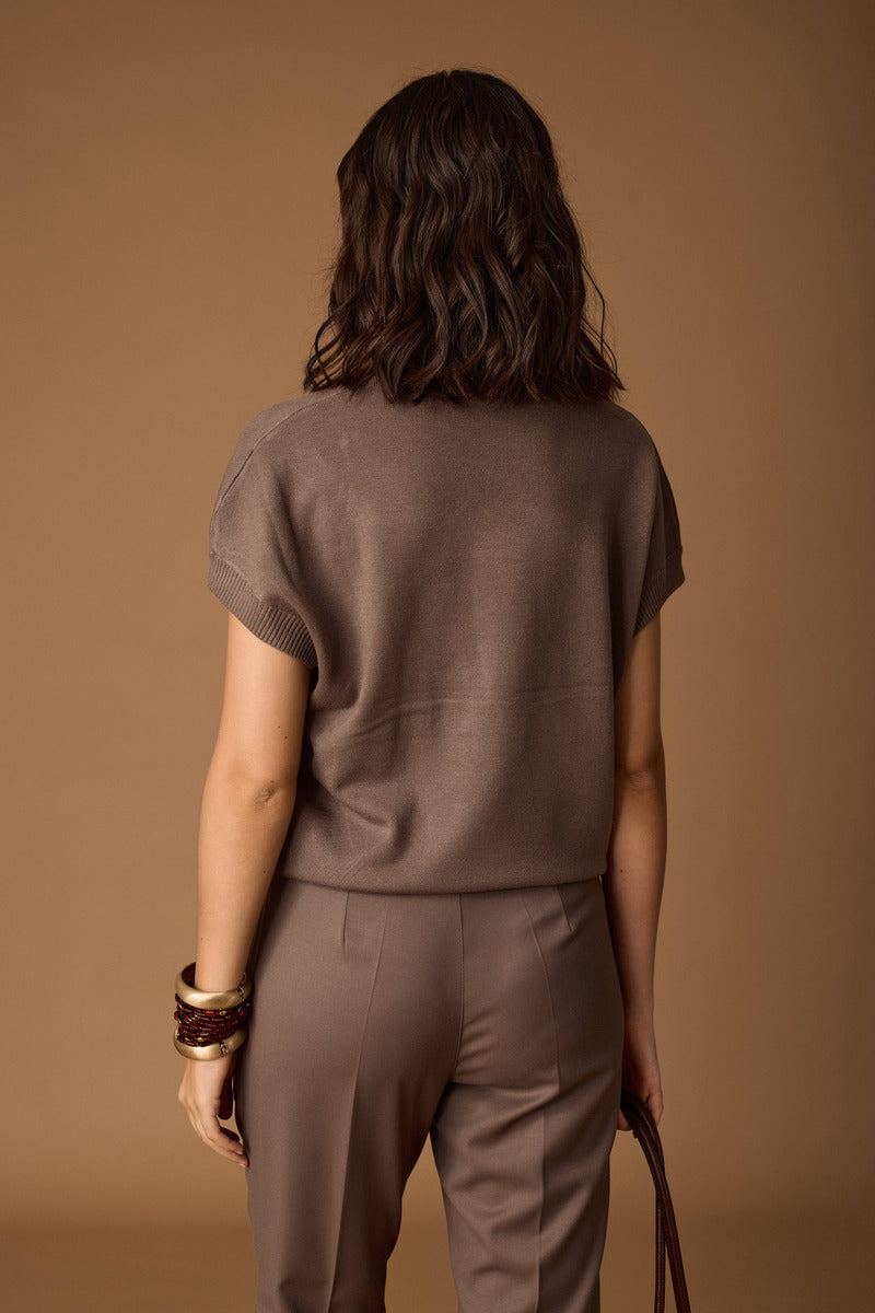 Pull Con Applicazione tortora|Colore:Tortora