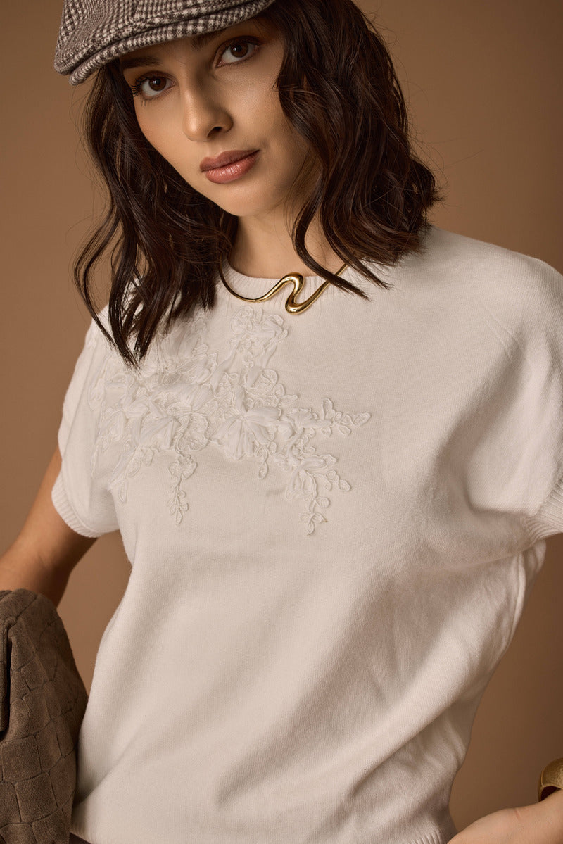Pull Con Applicazione panna|Colore:Panna