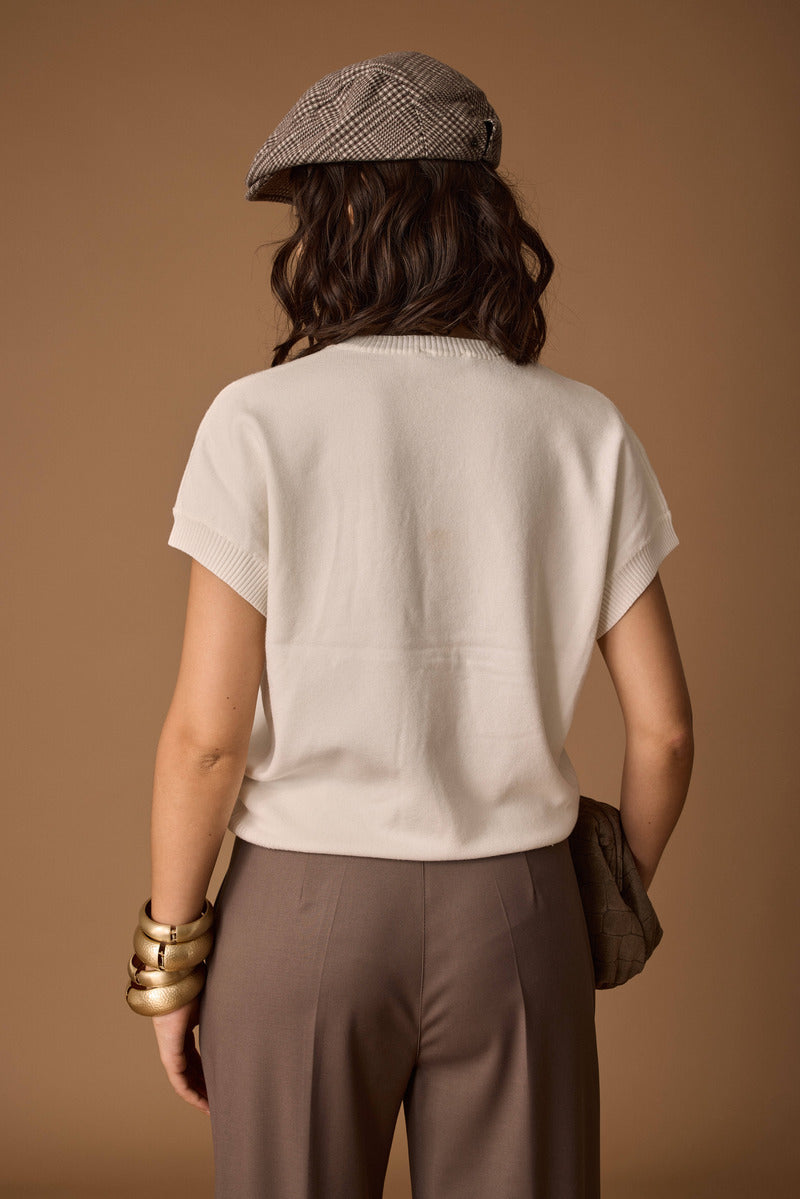 Pull Con Applicazione panna|Colore:Panna