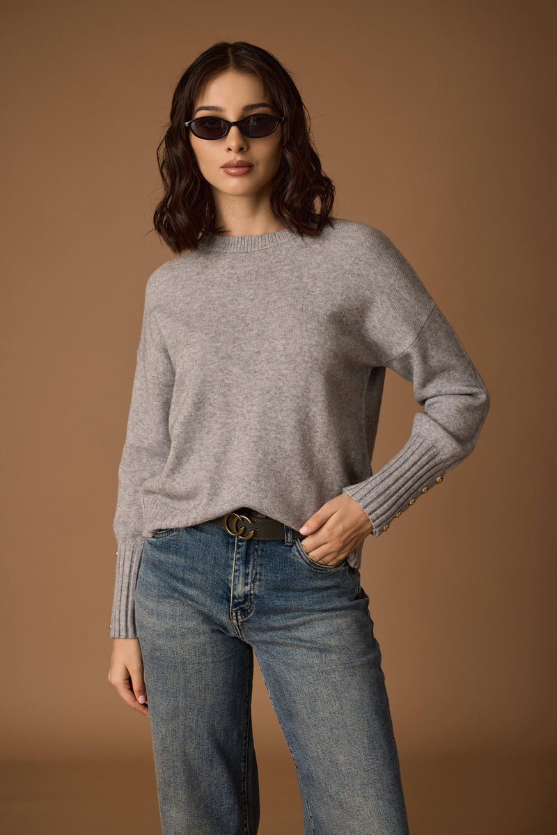 Pull Bottoni Oro grigio chiaro|Colore:Grigio chiaro
