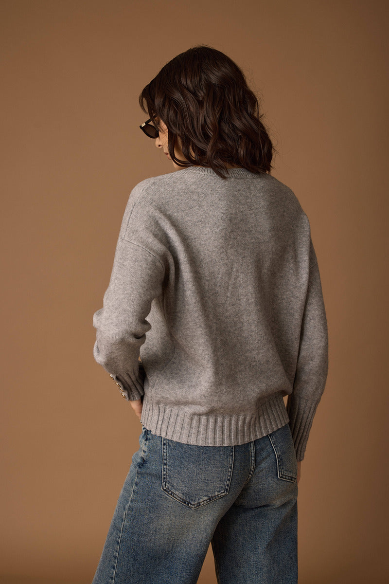 Pull Bottoni Oro grigio chiaro|Colore:Grigio chiaro