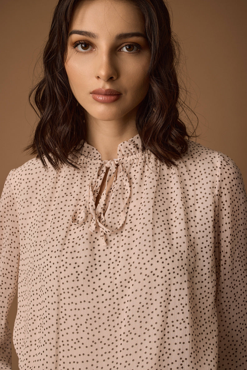 Blusa Micro Pois burro|Colore:Burro