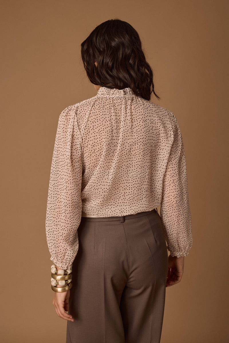 Blusa Micro Pois burro|Colore:Burro