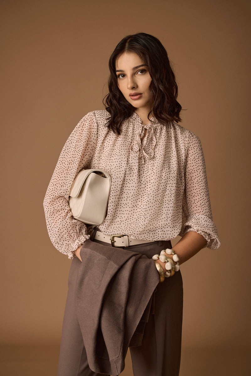 Blusa Micro Pois burro|Colore:Burro
