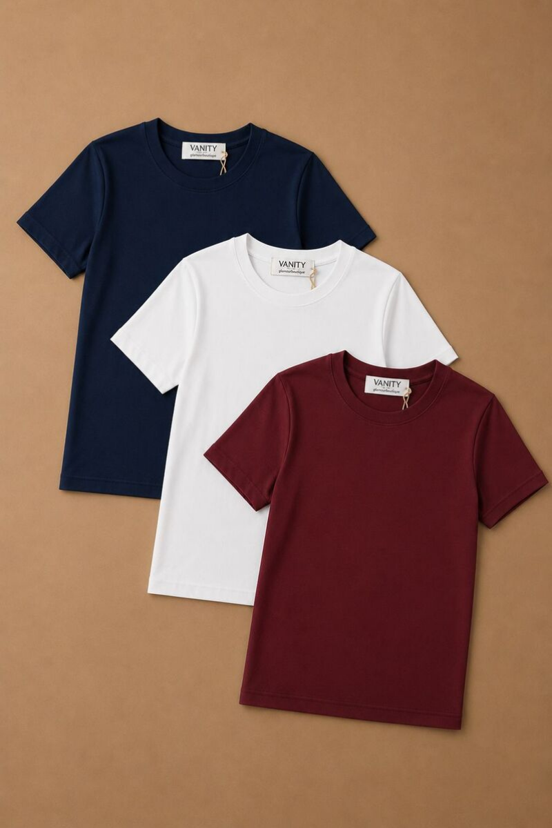 Kit T-Shirt Basic Slim blu-bianco-bordeaux|Colore:Blu-bianco-bordeaux