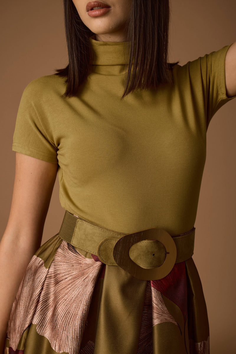 Maglia Lupetto Mezza Manica Ocra|Colore:Ocra