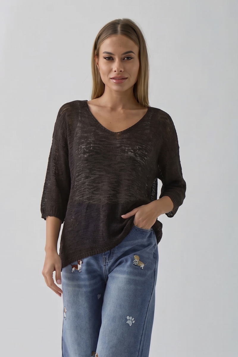 Maglia Scollo V Nuvola testa di moro|Colore:Testa di moro