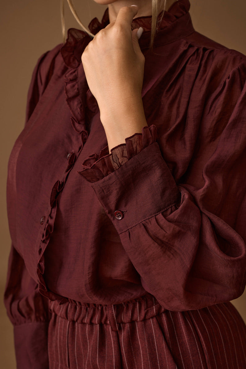 Camicia Con Rouches bordeaux|Colore:Bordeaux