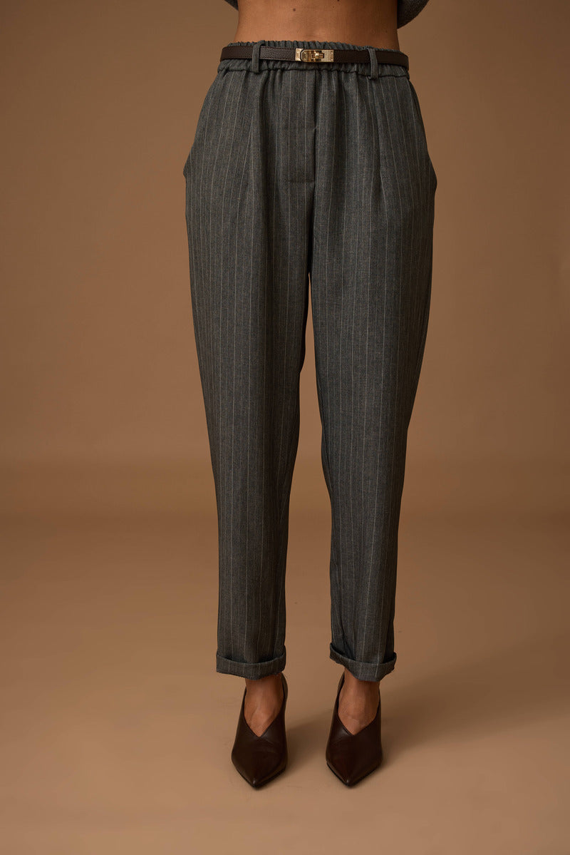 Pantalone Pratico gessato Grigio|Colore:Grigio