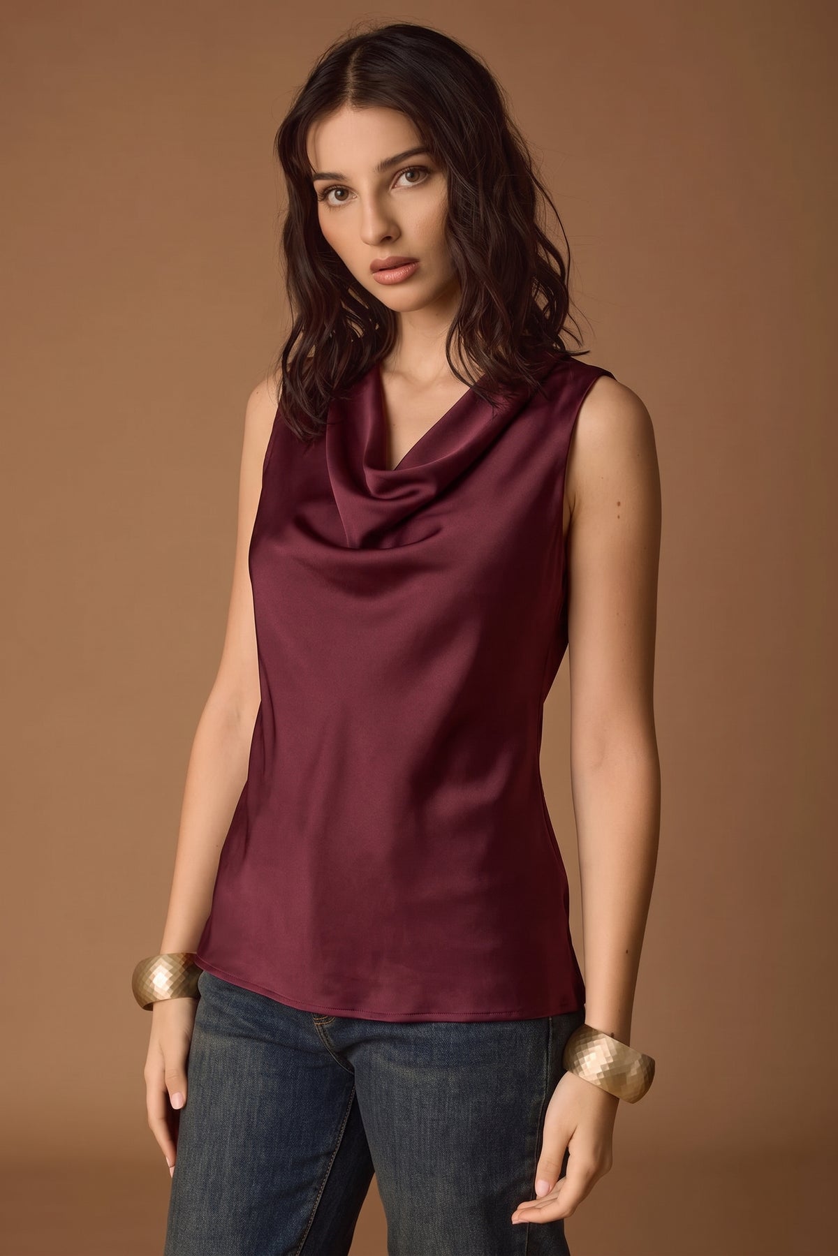 Top Scollo Gronda Vinaccio|Colore:Vinaccio