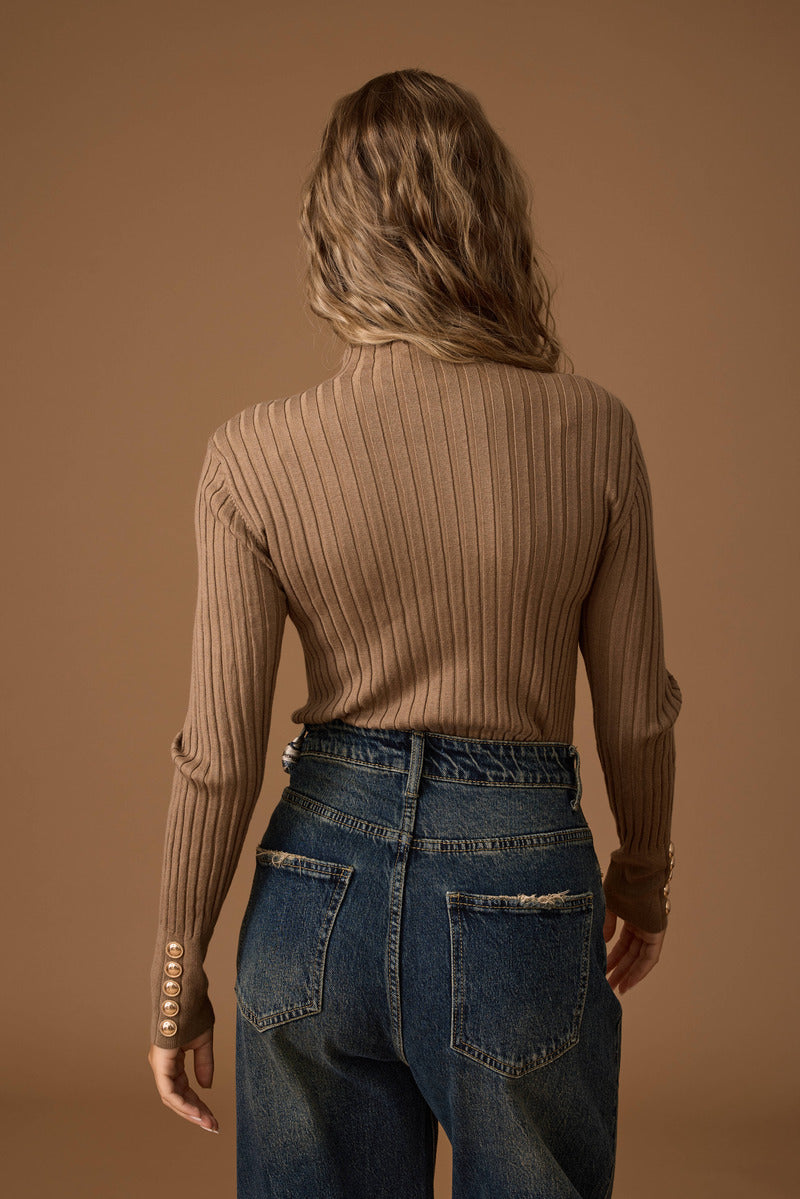 Pull Bottoni tabacco|Colore:Tabacco