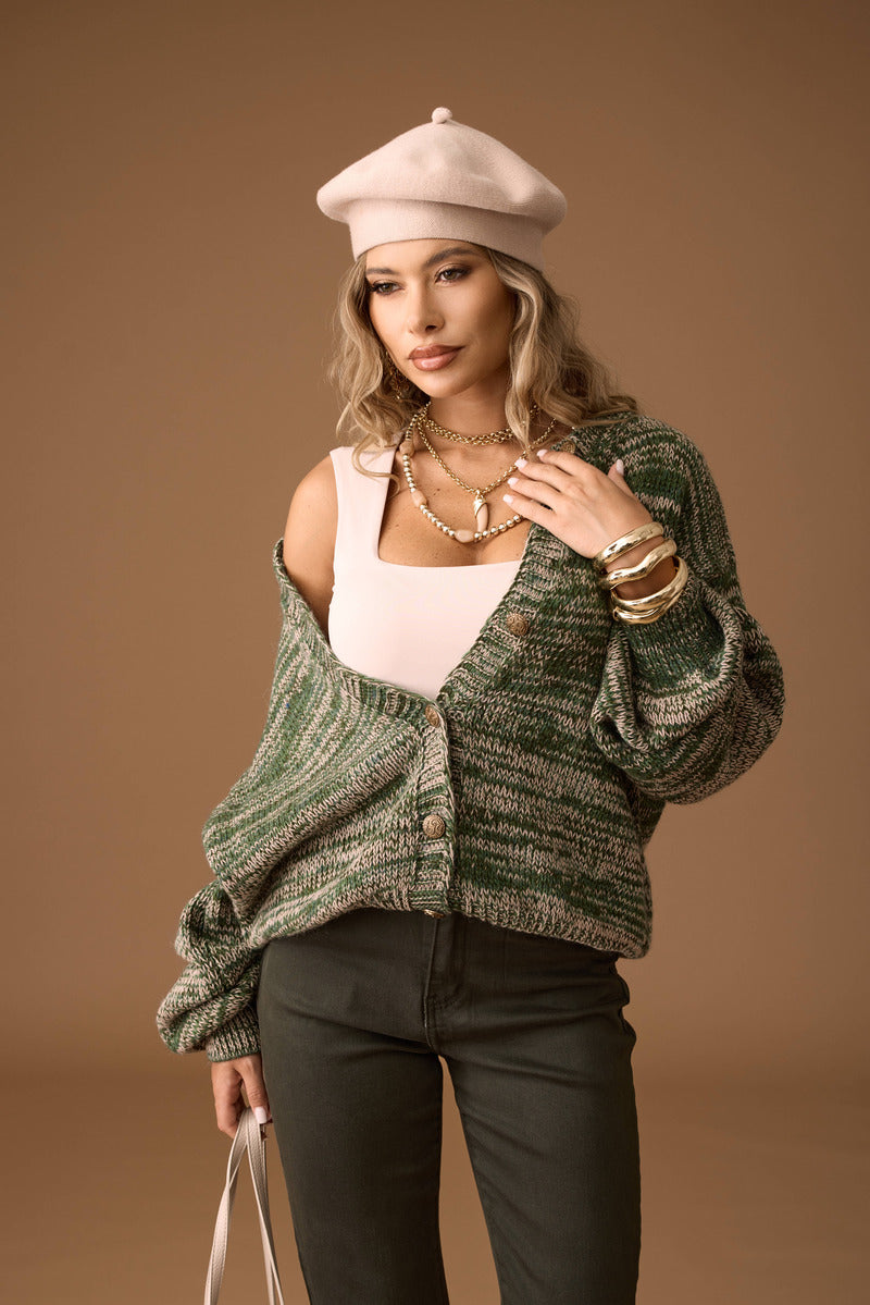 Cardigan Bottoni Oro verde|Colore:Verde