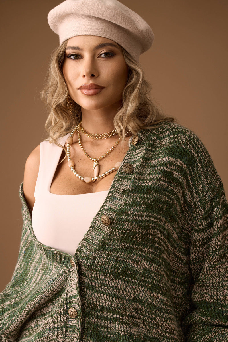 Cardigan Bottoni Oro verde|Colore:Verde
