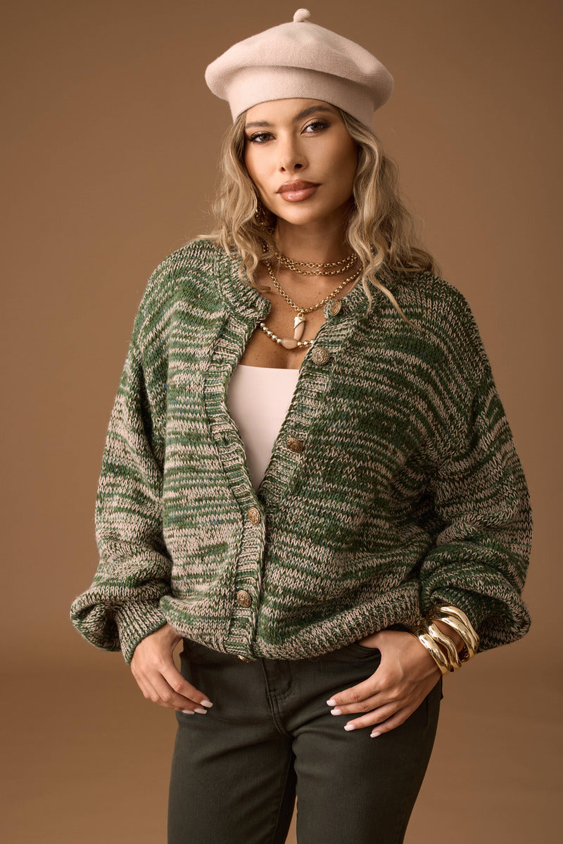 Cardigan Bottoni Oro verde|Colore:Verde