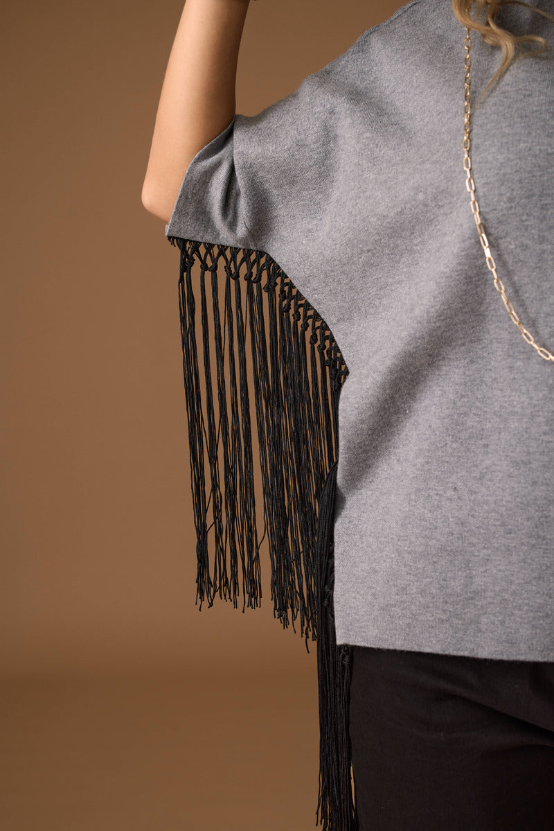 Pull Con Frange grigio|Colore:Grigio