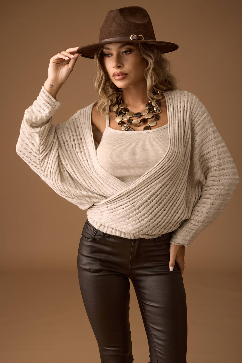 Set Cardigan E Top Loren beige|Colore:Beige