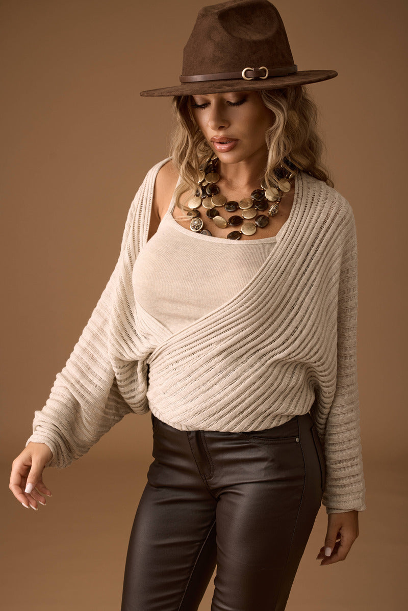 Set Cardigan E Top Loren beige|Colore:Beige