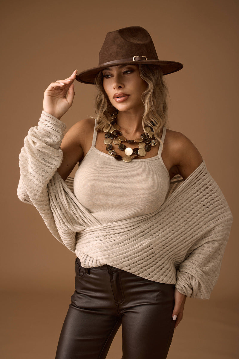 Set Cardigan E Top Loren beige|Colore:Beige