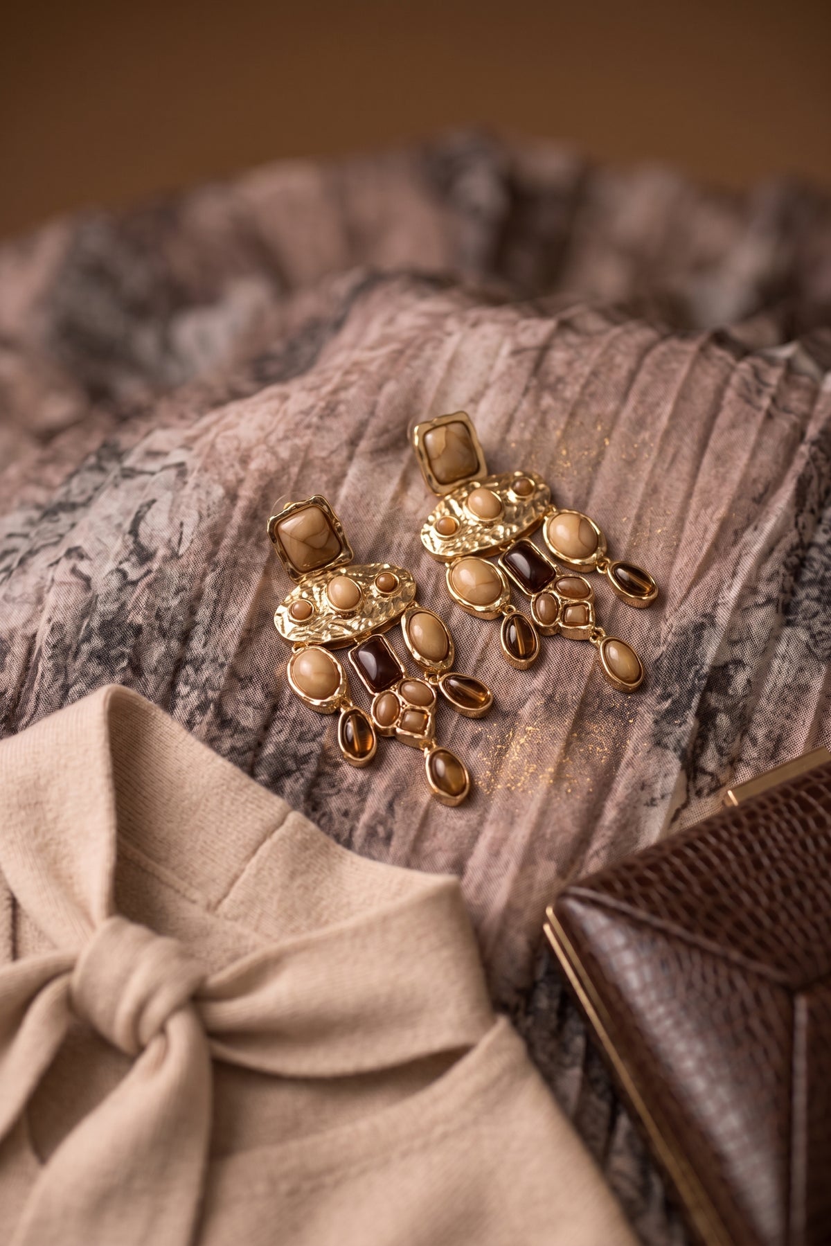 Orecchini Mini Pietre beige|Colore:Beige