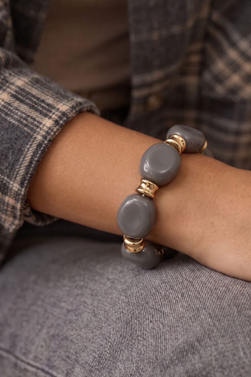 Bracciale Con Pietre Grigio|Colore:Grigio