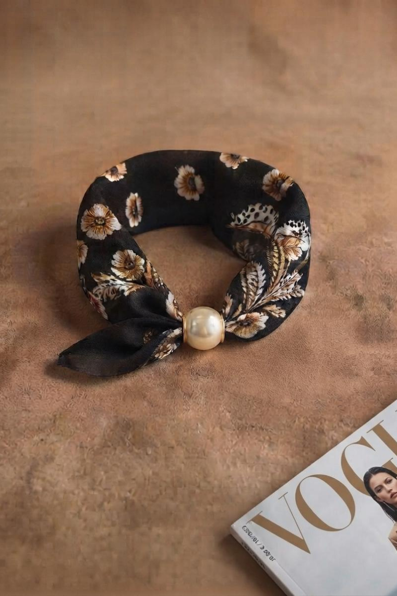 Foulard Fiori nero|Colore:Nero