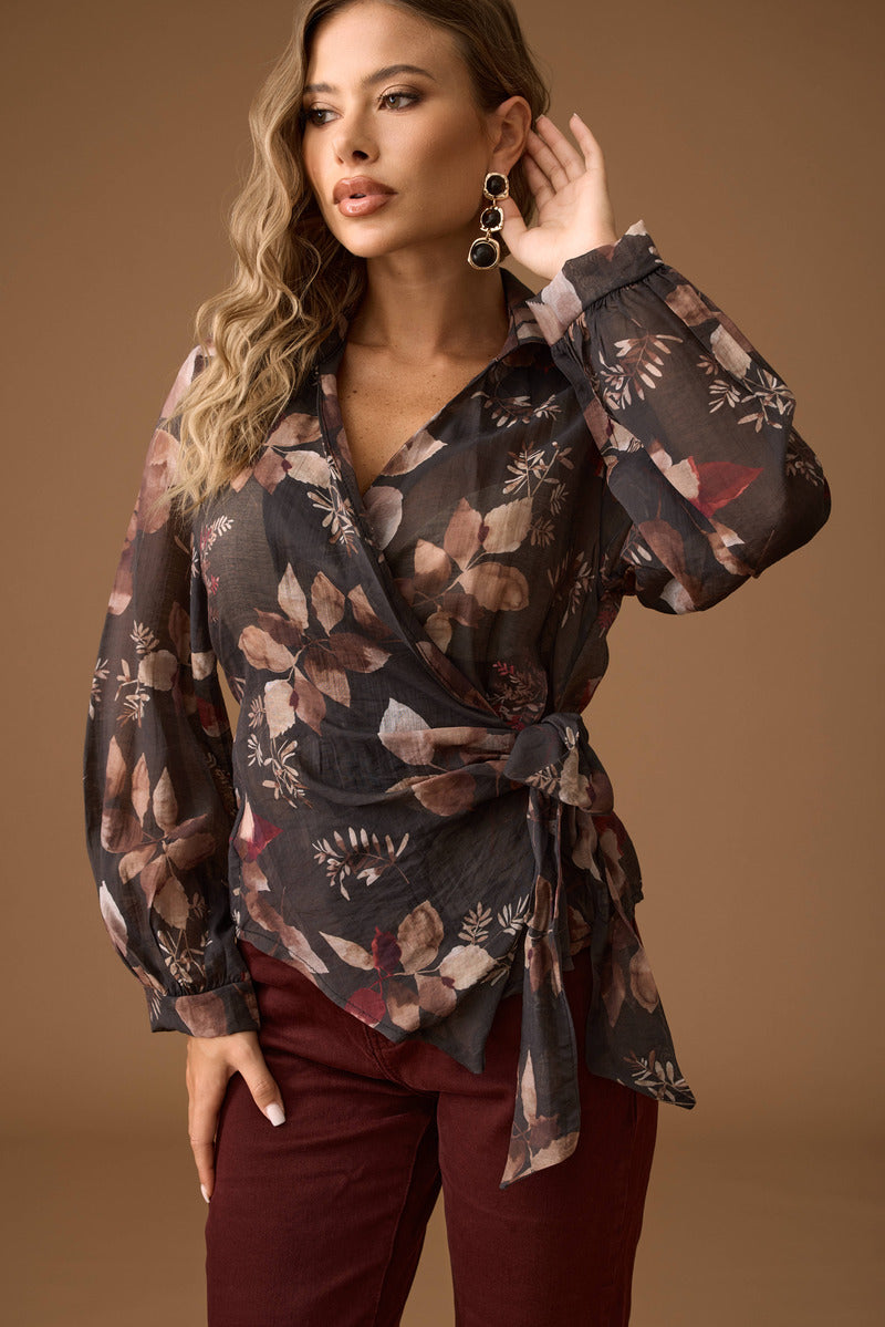 Camicia Fiocco Floreal Testa di moro|Colore:Testa di moro