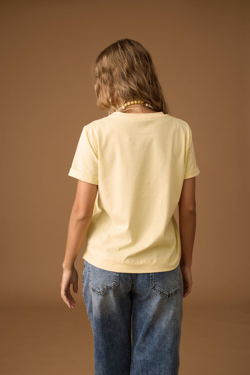 T-Shirt Manica Risvolto giallo|Colore:Giallo