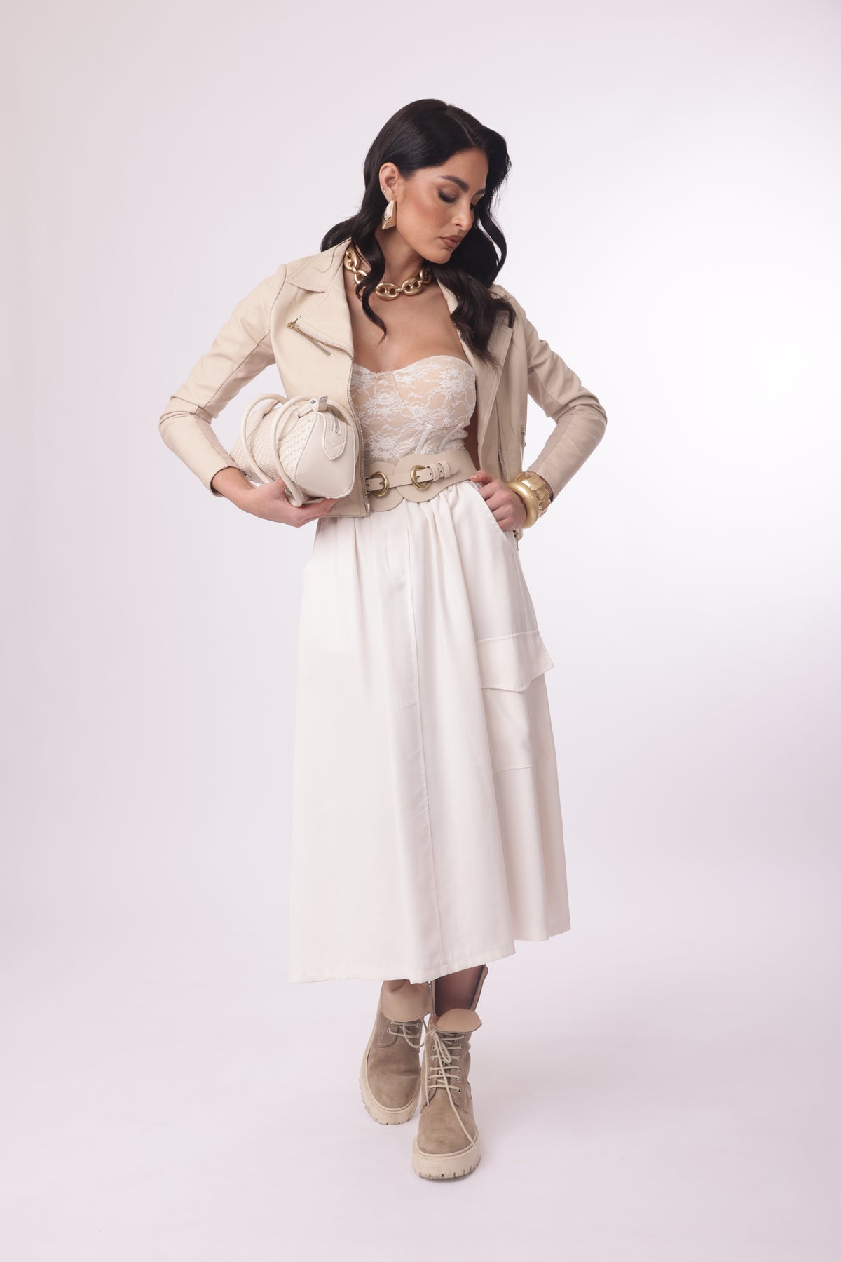 Chiodo In Vera Pelle beige|Colore:Beige
