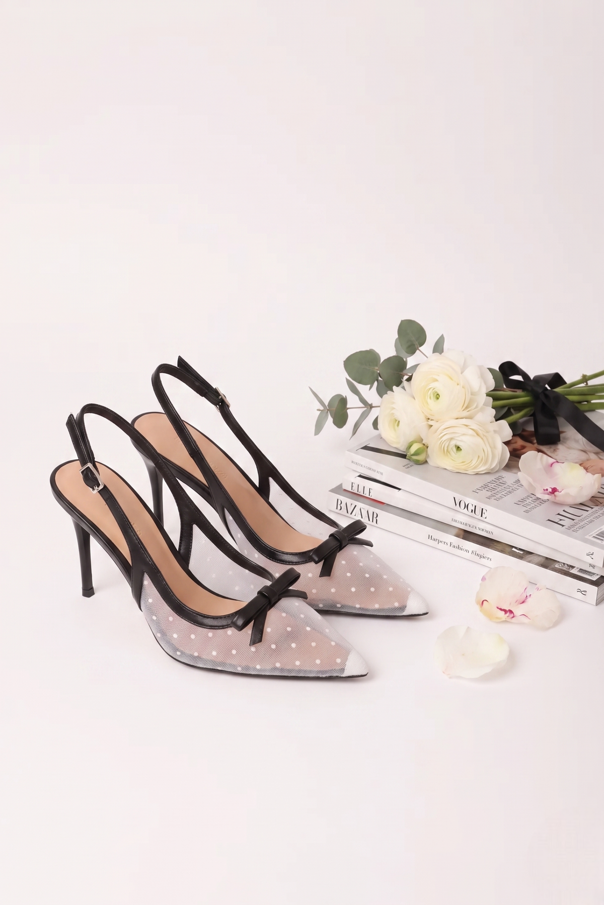 Slingback Pois bianco|Colore:Bianco