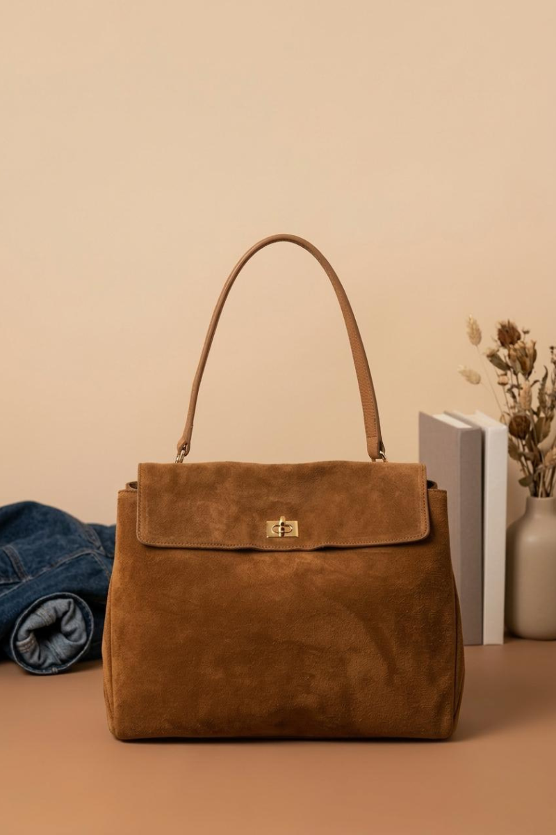 Borsa Kim Camoscio cognac|Colore:Cognac