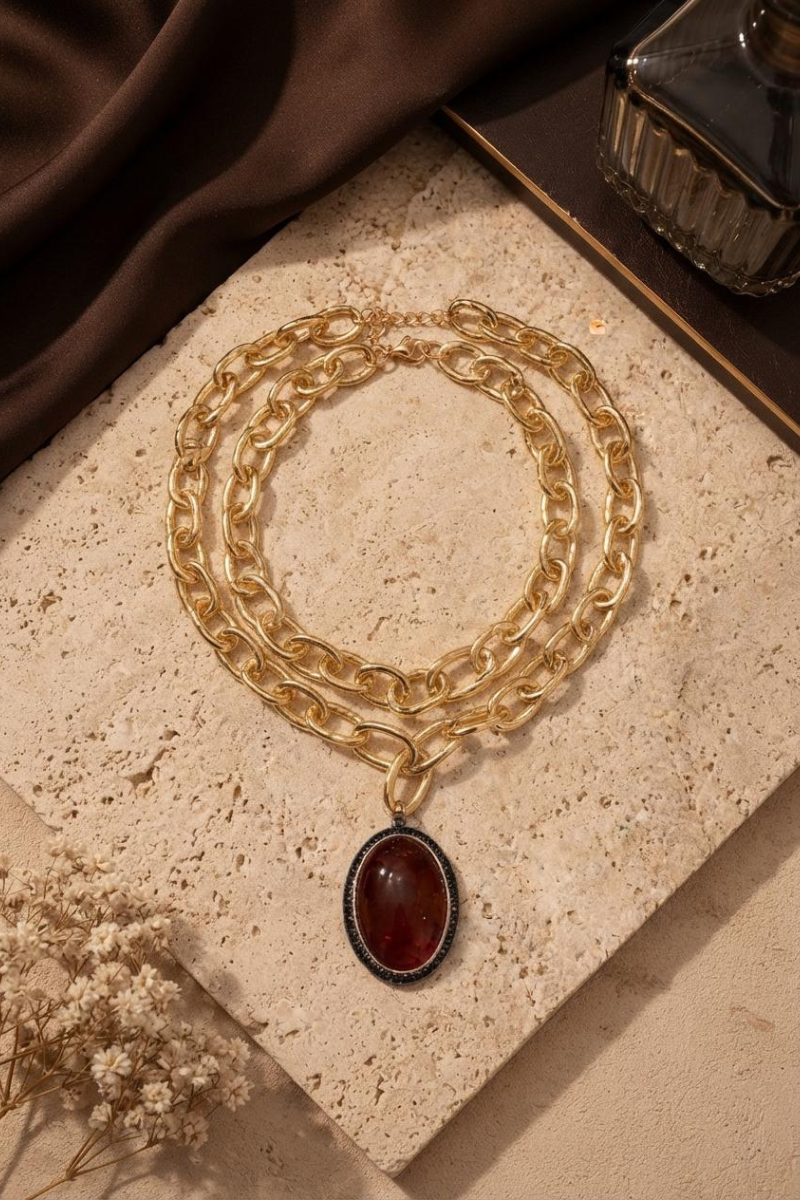 Collana Catena Con Ciondolo cacao|Colore:Cacao