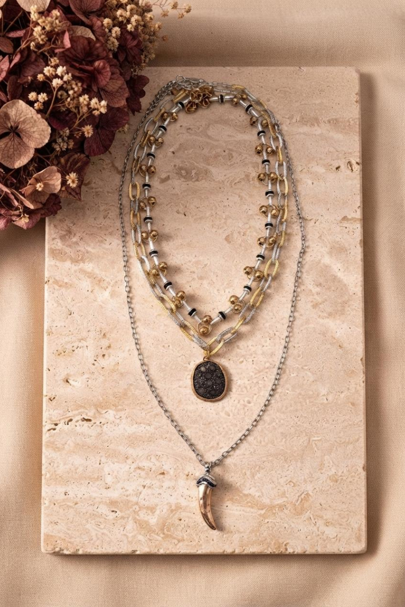 Collana Corno argento|Colore:Argento