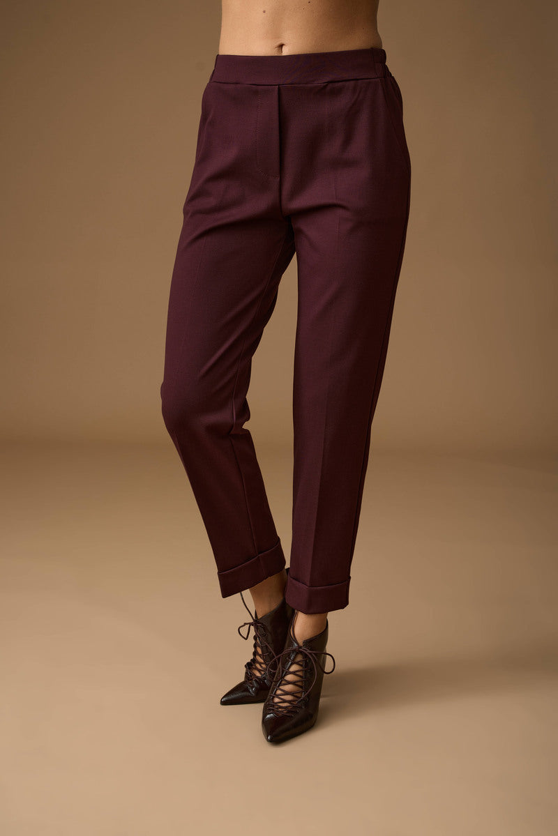 Pantalone Punto Milano borgogna|Colore:Borgogna