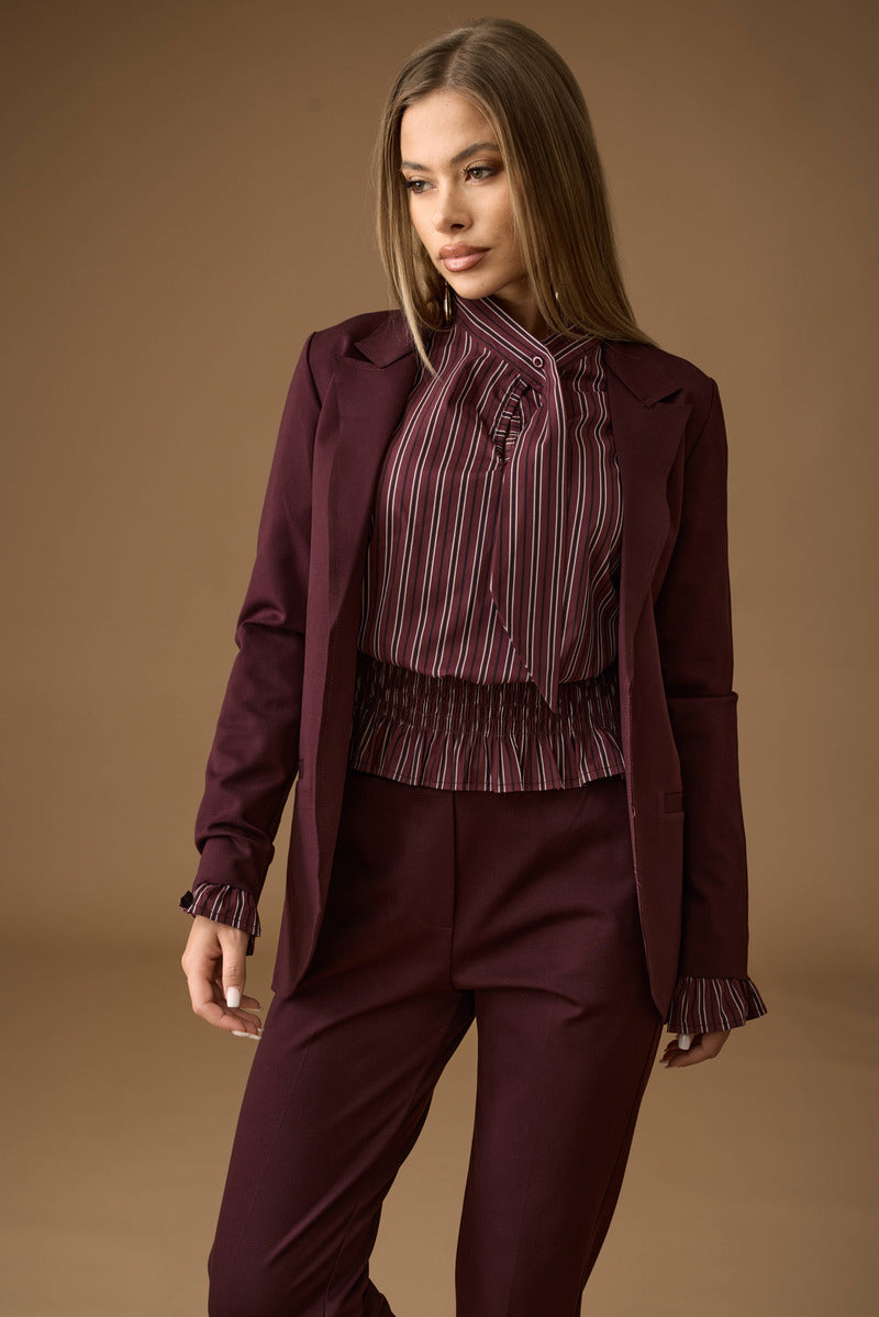 Giacca Aperta Punto Milano borgogna|Colore:Borgogna