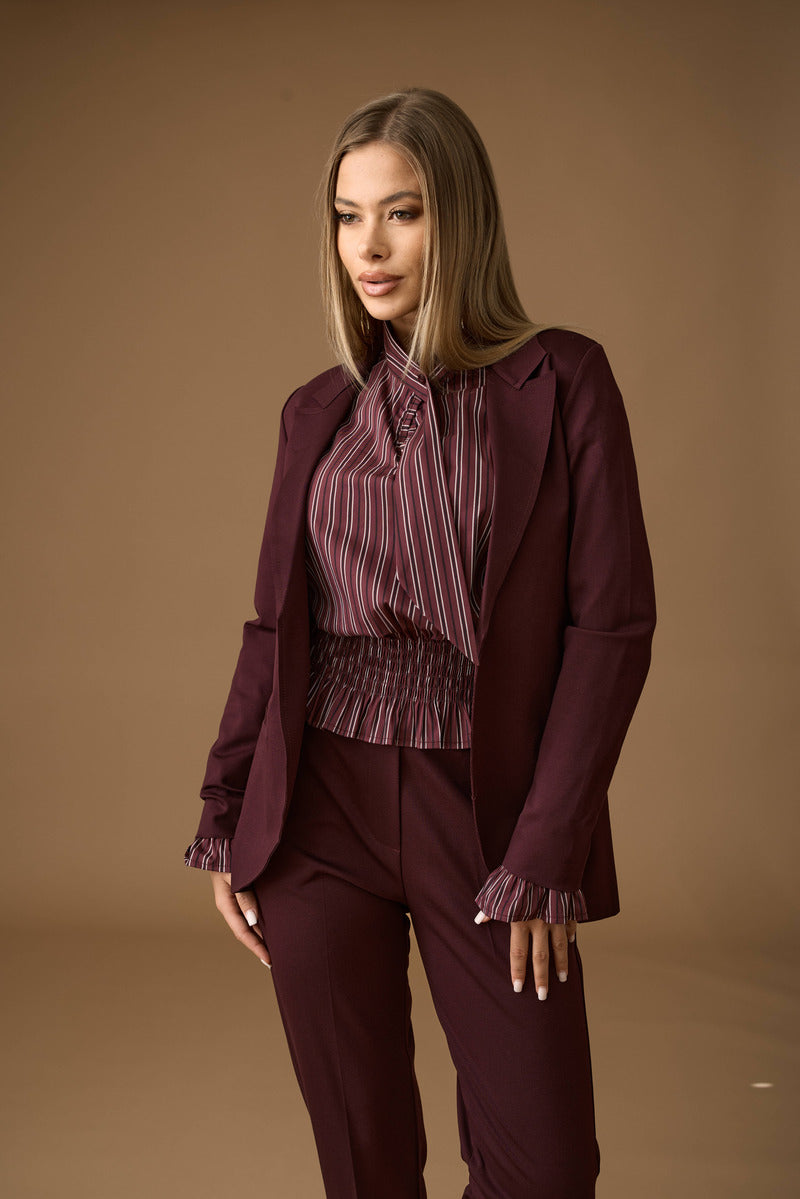 Giacca Aperta Punto Milano borgogna|Colore:Borgogna