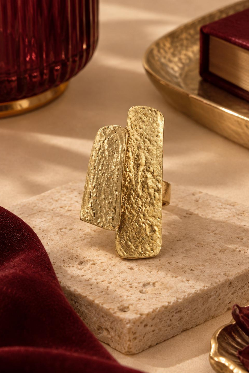 Anello Placche Martellate oro|Colore:Oro