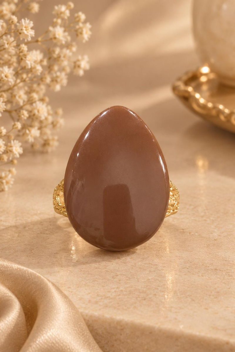 Anello Pietra Goccia cacao|Colore:Cacao