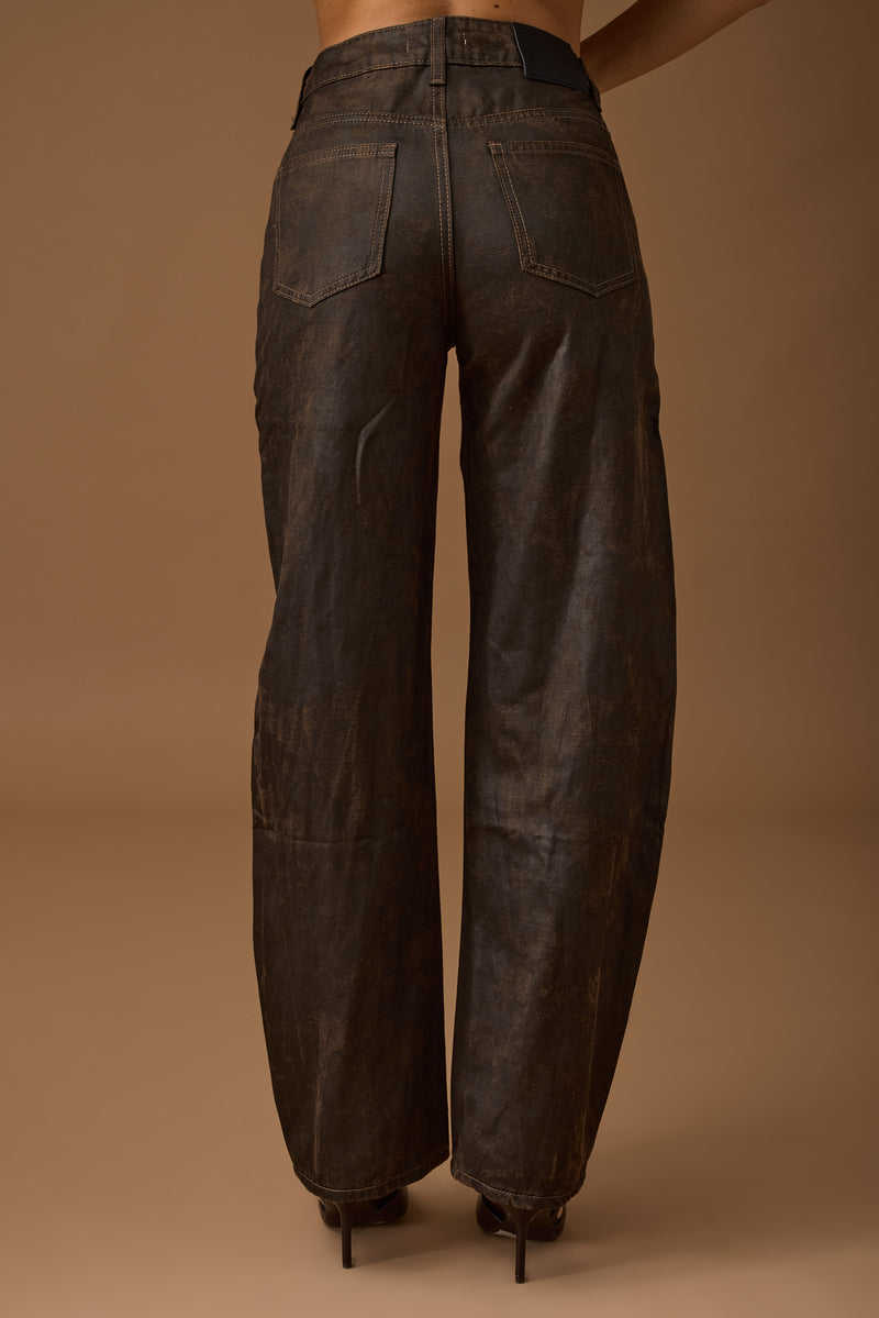 Pantalone Ecopelle Effetto Sfumato testa di moro|Colore:Testa di moro
