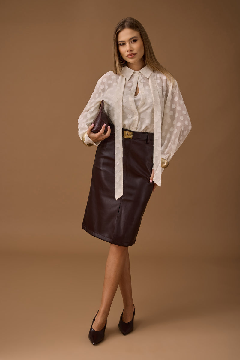 Gonna Matita In Ecopelle Borgogna|Colore:Borgogna