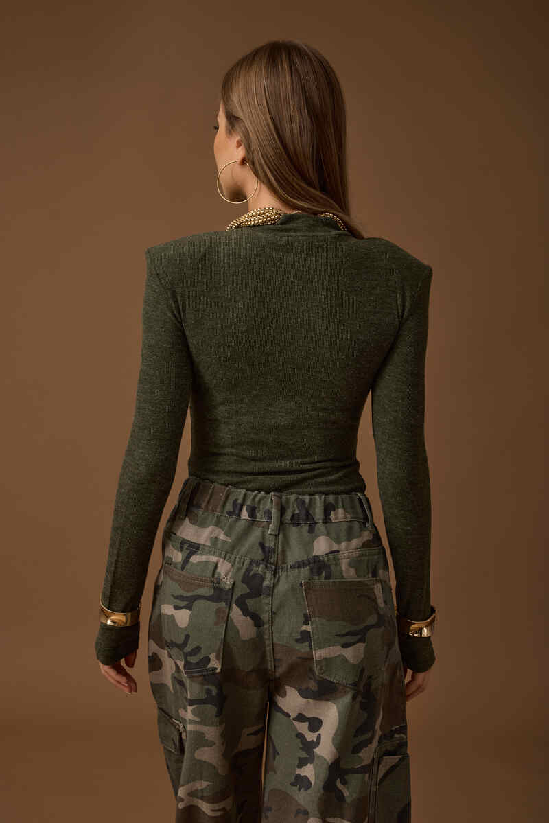 Body Costine Con Spalline verde militare|Colore:Verde militare