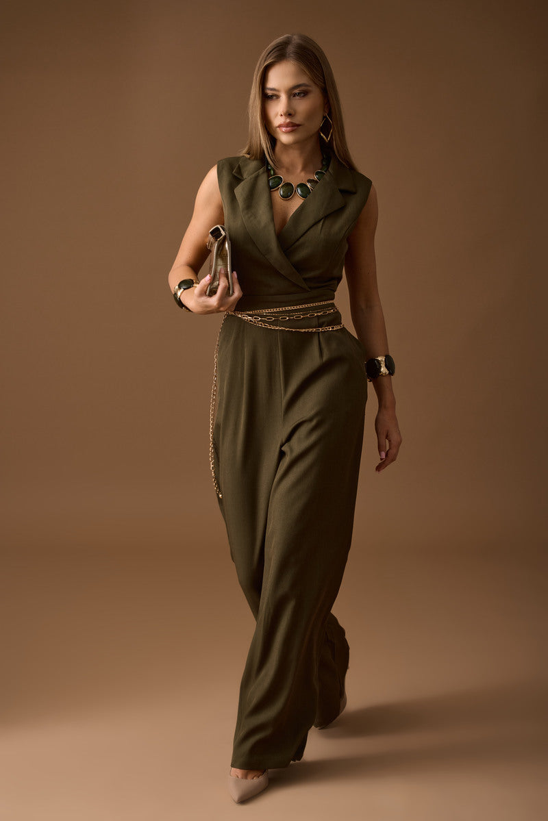 Tuta Giromanica Scollo V verde militare|Colore:Verde militare