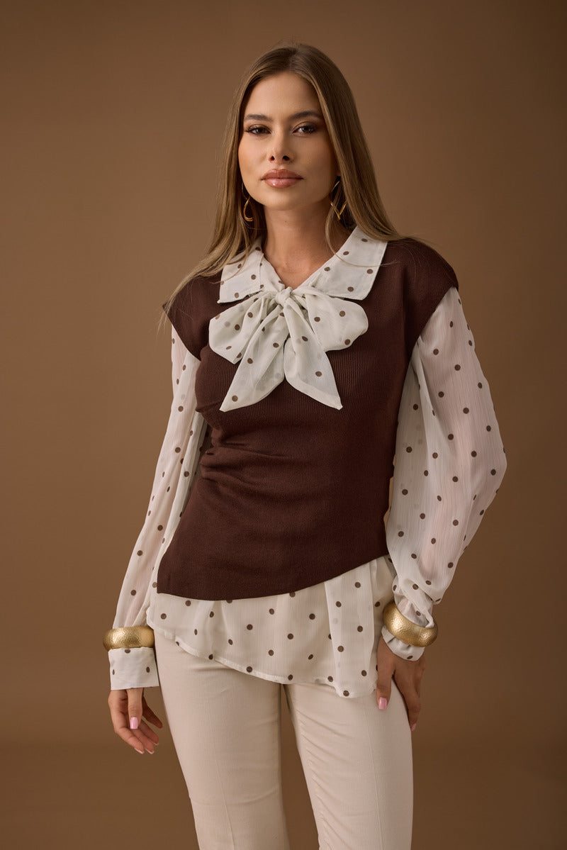 Maglia Con Drappeggio testa di moro|Colore:Testa di moro