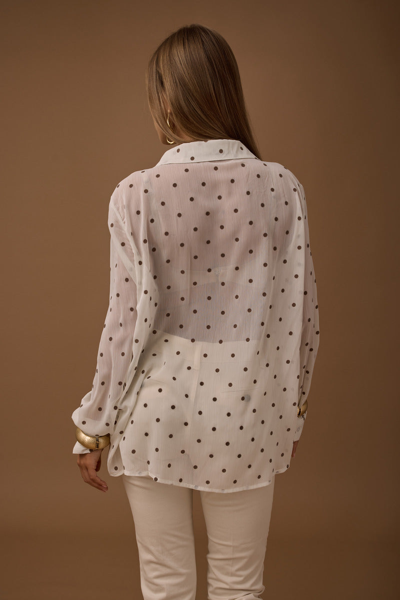 Camicia Fiocco Pois bianco|Colore:Bianco